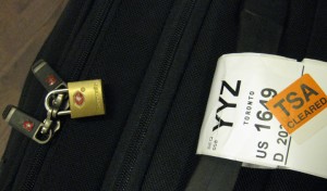 TSA-approved lock on suitcase