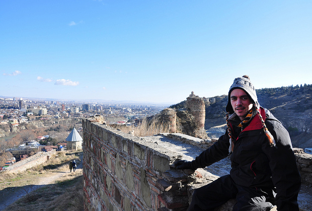 Traveler at Narikala Fortress, Tbilisi Georgia