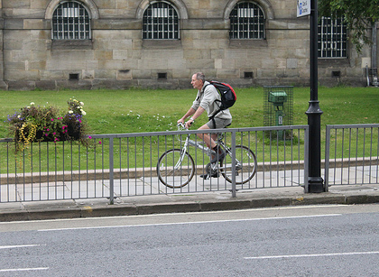 Man cycling in York, United Kingdom
