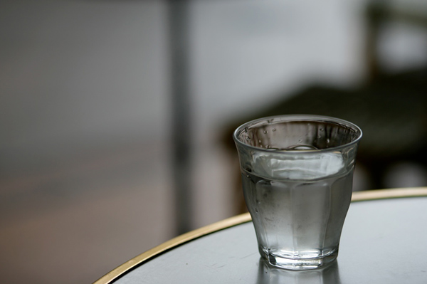 Glass of water on a table