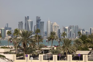 Skyline of Doha downtown. Qatar, Middle East