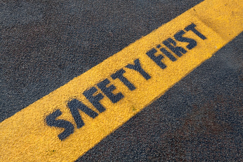 Safety sign on road